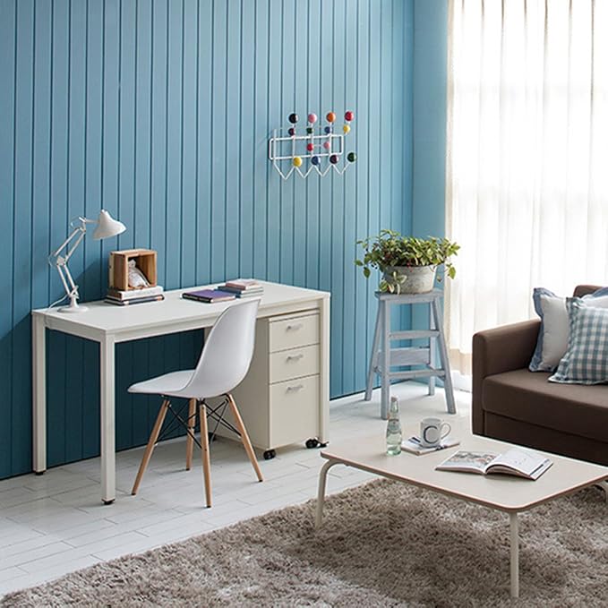 Need 47 Inch Computer Desk, Home Office Desk Gaming Writing Work Desk, Modern Simple Design, Large Legroom, Sturdy White Metal Frame, White Tabletop