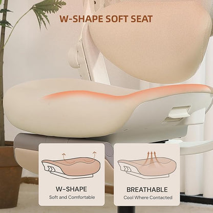 CabLady S2 Petite Office Chair for Women & Small Frames | 330lb Capacity, 4D Adjustable Lumbar/ Headrest, Flip-Up Arms & Footrest, Ergonomic Desk Chair