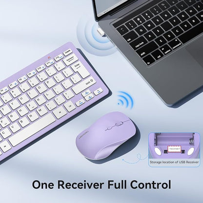 TECKNET Wireless Keyboard and Mouse Combo, Mini Cordless Computer Keyboard and Mouse Set 2.4GHz, Silent Adjustable 1600 DPI, Quiet Click, Lag-Free for Computer, Laptop, PC, Windows, Mac, Chrome OS