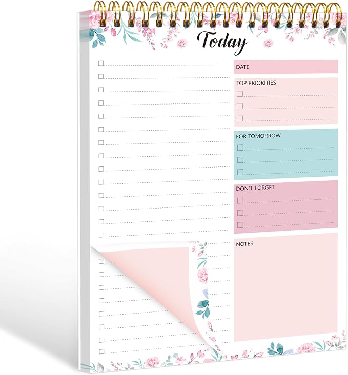 To Do List Notepad - To Do List Notebook for Work with 52 Sheets, 6.5" x 9.8" Checklist Productivity Organizer with Hourly Schedule for Task Management-Roseous