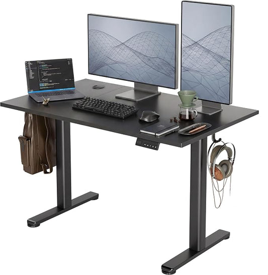 Claiks Electric Standing Desk 48 x 24 Inches, Motorized Sit Stand Desk with 3 Memory Presets & Cable Management, Spacious Ergonomic Computer Workstation for Dual Monitors & Gaming Setup, Black