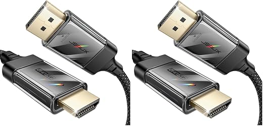 JSAUX DisplayPort to HDMI Cable 4K@60Hz, 10ft DP to HDMI 2.0 Male UHD 2K@120/1080P@120 Nylon DP to HDTV Uni-Directional Cord for Dell, Projector, Desktop, AMD, NVIDIA, Lenovo, HP, ThinkPad (Pack of 2)