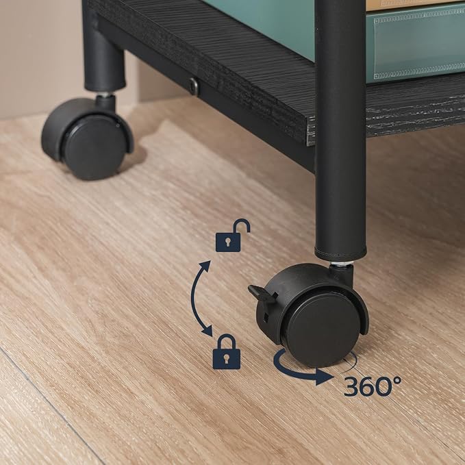 HOOBRO Printer Stand, 2-Tier Industrial Under Desk Printer Cart with Shelf, Mobile Heavy Duty Storage Rack on Wheels for Home, Office, Black BB02PS01G1