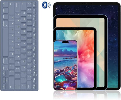 OMOTON Ultra-Slim Bluetooth Keyboard for iPad 11th/10th/9th/8th/7th, iPad Pro/Air/Mini and iPhone Series, Wireless iOS Keyboard with 12 Multimedia Keys for Office, Home, Travel, School, Deep Blue