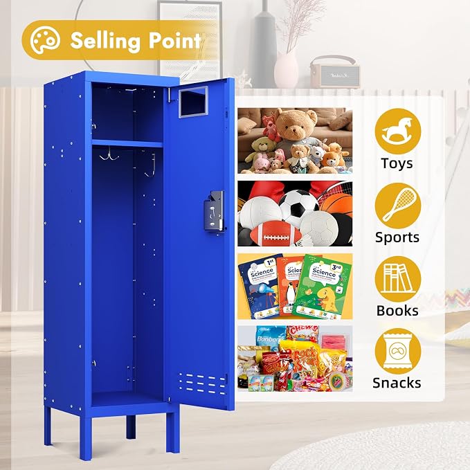 BUTISOW Metal Kids Locker,Metal Cabinet Storage Lockers,Lockable for Employees with Door,54" Height Steel Locker,Lockable Steel Locker for Children's Room, Playroom, School,Gym