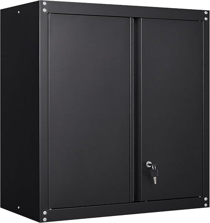 IRONFFICE Wall Cabinet Storage, Locking Wall Cabinet with 2 Doors,Garage Storage Cabinet for Home Office,Gym,Garage,Black