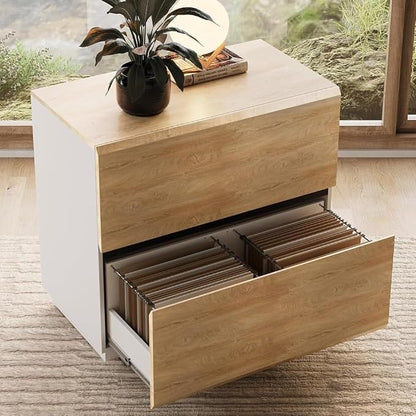 ModernMate 2 Drawer Lateral File Cabinet, 31W*28H Wood Filing Cabinet with Anti-tilt Mechanism, Home Office Storage Filing for Letter, A4 & Legal Size, Light Walnut