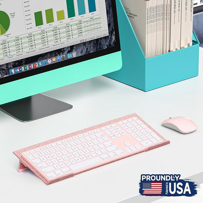 Ergonomic Computer Keyboard Stand - Adjustable Keyboard Riser Tilt Glitter Rose Gold Acrylic Keyboard Tray Non-Slip Elevated Typing Key Board Holder Lift for Home Office Desk Accessories