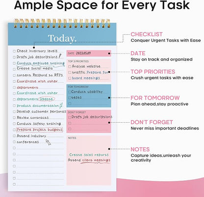 Taja 6 Pack of To Do List Notepad - To Do List Notebook for Work with 52 Sheets, 9.8" x 6.5", Undated Daily Planner Perfect for Daily Tasks and Goal Setting, Notepad Suitable for Office, Home & School - Early Dawn
