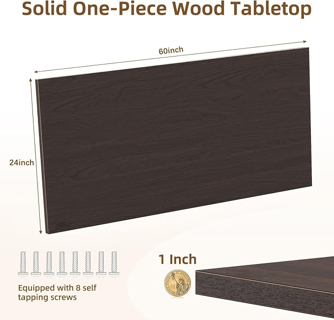 Universal Solid One-Piece Wood Table Top, 60"x24"x1" Workbench Top - Rectangular Particle Board for Standing Desk, Home Office Desk Countertop DlY, Washer Dryer, Coffee, Bar Tabletop