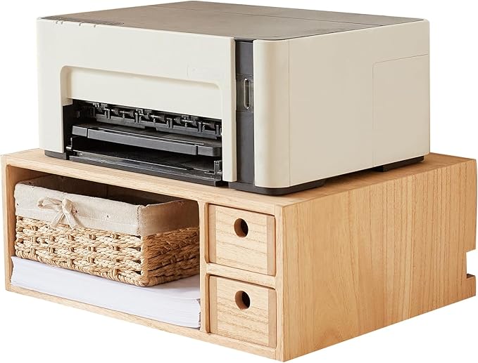 KIRIGEN Printer Stand with Storage Drawer and Cable Management for Desk Document Paper Organizer for Home Office DYJG-NA
