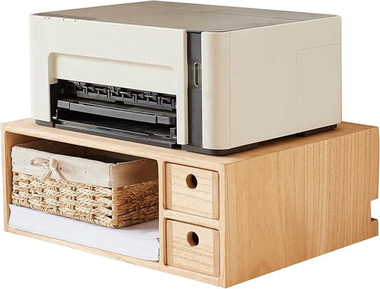 KIRIGEN Printer Stand with Storage Drawer and Cable Management for Desk Document Paper Organizer for Home Office DYJG-NA