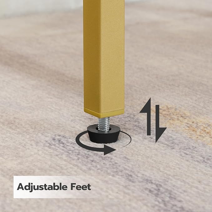 HOOBRO Tall Side Table, Industrial End Telephone Table with Adjustable Mesh Shelves, Small Tall Nightstand for Living Room, Bedroom, Entryway, Office, White and Gold DW03DH01