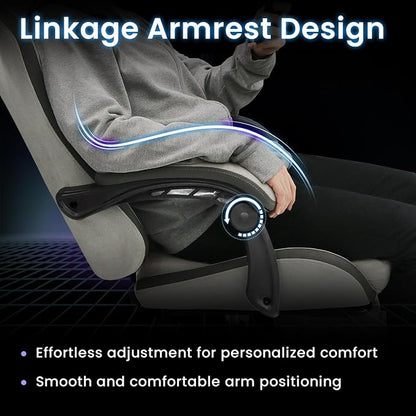 N-GEN GAMING Gaming Chair Video Game Computer Office Desk Use Ergonomic Reclining Backrest Adjustable Armrests Lumbar Support Footrest High Density Foam Breathable Fabric Heavy Duty Base (Grey)