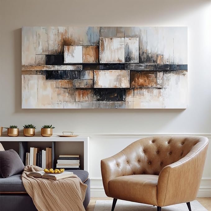 Modern Abstract Geometric Oversized Wall Art Decor For Living Room Large Modern Abstract Beige And Black Wall Art Geometric Decor Prints Wall Art For Bedroom And Office Wall Decor 39 X 78 Inch