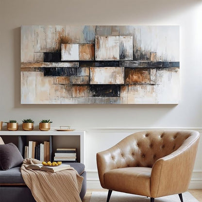 Modern Abstract Geometric Oversized Wall Art Decor For Living Room Large Modern Abstract Beige And Black Wall Art Geometric Decor Prints Wall Art For Bedroom And Office Wall Decor 39 X 78 Inch