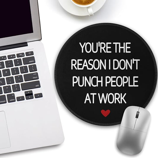 Funny Coworker Office Work Colleague Mouse Pad, Desk Sign Small Round Mousepads, Mini Travel Mouse Mat for Wireless Computer Laptop, Office Accessories, 8.6 x 8.6 inch