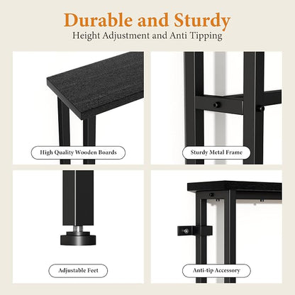 39" Sofa Table Narrow Long with Power Outlets & 2 USB Ports, Metal Frame Behind Couch Table Behind Sofa Perfect for Hallway, Living Room, Entrance - Easy Assembly, 4.9' Extension Cord Included