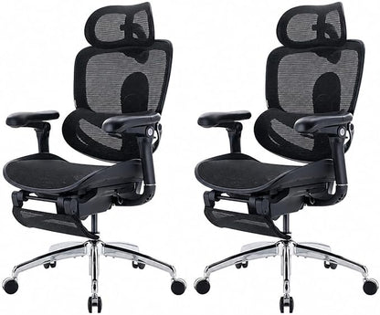 SIHOO Doro C300 Pro V2 Ergonomic Office Chair with Footrest & Full-Body Adaptive Support, 8D Armrests & Breathable Mesh, Comfy High Back Desk Chair for Long Hours, 135° Recline,2 Packs, Jet Black