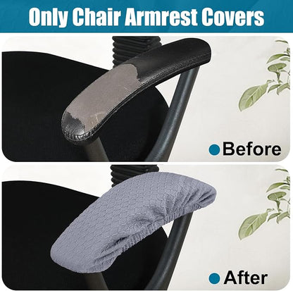 Smiry Stretch Jacquard Office Computer Chair Armrest Covers, 2PCs Removable Washable Anti-dust Desk Chair Arm Pad Covers, Grey