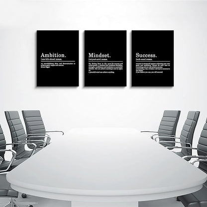 Inspirational Canvas Painting Wall Art -EPHANY ART - Mindset Quotes Prints, Motivational Wall Art Success Framed Entrepreneur Poster Positive Quotes Wall Poster for Home Office Workplace (M-3pcs,20x30inchx3pcs)