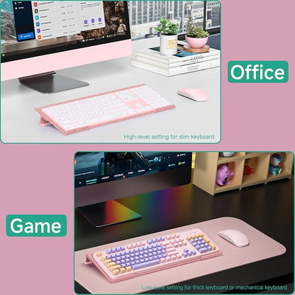 Ergonomic Computer Keyboard Stand - Adjustable Keyboard Riser Tilt Glitter Rose Gold Acrylic Keyboard Tray Non-Slip Elevated Typing Key Board Holder Lift for Home Office Desk Accessories