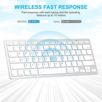 SPARIN Wireless Bluetooth Keyboard and Mouse for iPad (A16) 11th 10th Generation, iPad Air (13/11 inch), iPad Pro 13/12.9/11 inch, iPad 9th 8th Gen, iPad mini 7th -8.3 inch, Above iOS13- Silver White