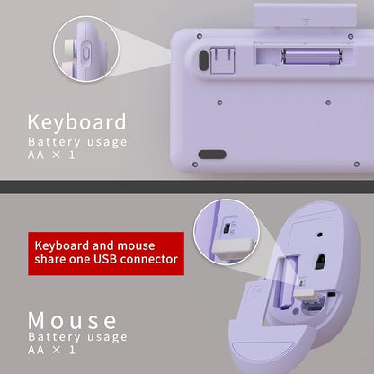UBOTIE Colorful Wireless Keyboard and Mouse Combos, Retro Typewriter Floating Flexible Full-Sized Keys Computer Keyboard with Optical Mouse, 2.4GHz USB-A Connection for Windows Mac (Purple-Colorful)
