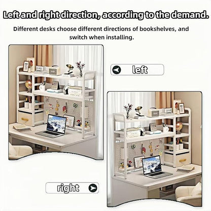 Desktop Bookshelf, pegboard Storage and Organization Rack, Dorm Desk Shelf, Desk Hutch, Desktop Storage for Office, Study, Student Display Rack,Desktop Shelves (White 37.4" Lx9.9 Wx37 H)