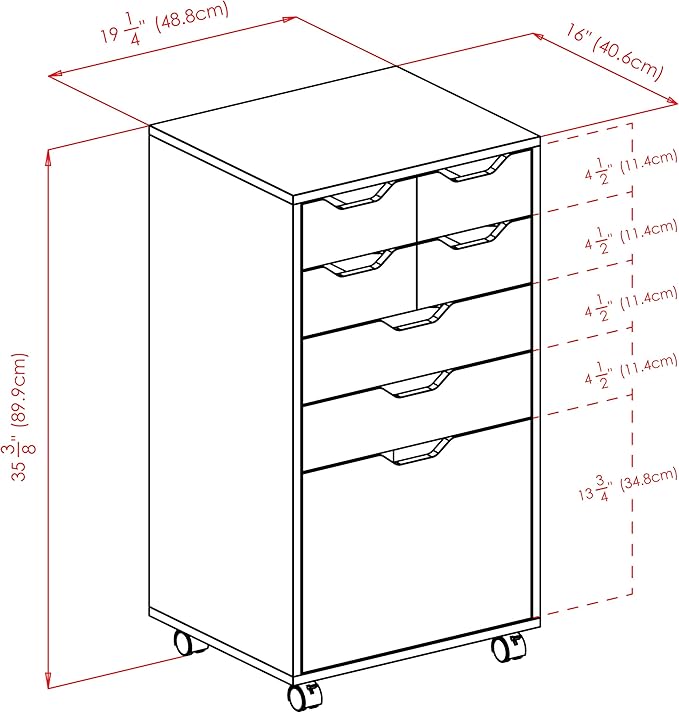 Winsome Halifax Mobile Storage Cabinet with 7 Drawers in White, Stylish & Functional Home Storage Cabinet for Filing, Kitchen Organization, Moveable Furniture for Office, Dorms, Apartments