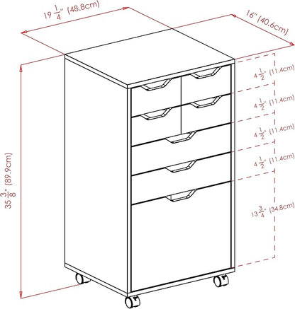 Winsome Halifax Mobile Storage Cabinet with 7 Drawers in White, Stylish & Functional Home Storage Cabinet for Filing, Kitchen Organization, Moveable Furniture for Office, Dorms, Apartments