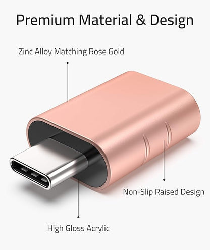 Syntech USB C to USB Adapter Pack of 2 USB C Male to USB3 Female Adapter Compatible with iPhone 17 Pro Max MacBook Pro Air 2024 iMac iPad mini Pro, Other Type C or Thunderbolt 5/4 Devices, Rose Gold