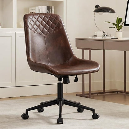 DUHOME Modern PU Leather Office Chair Desk Chair Swivel Computer Chair Dark Brown