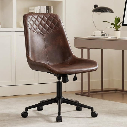 DUHOME Modern PU Leather Office Chair Desk Chair Swivel Computer Chair Dark Brown