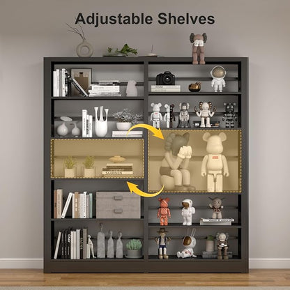 Heavy Duty Metal Book Shelf, 69" Tall Wide Bookshelf - Black, 3in1 Set | Metal, Adjustable Shelves, Industrial Bookshelves with 280lbs Shelf Capacity, Display Book Organizer for Living Room Library