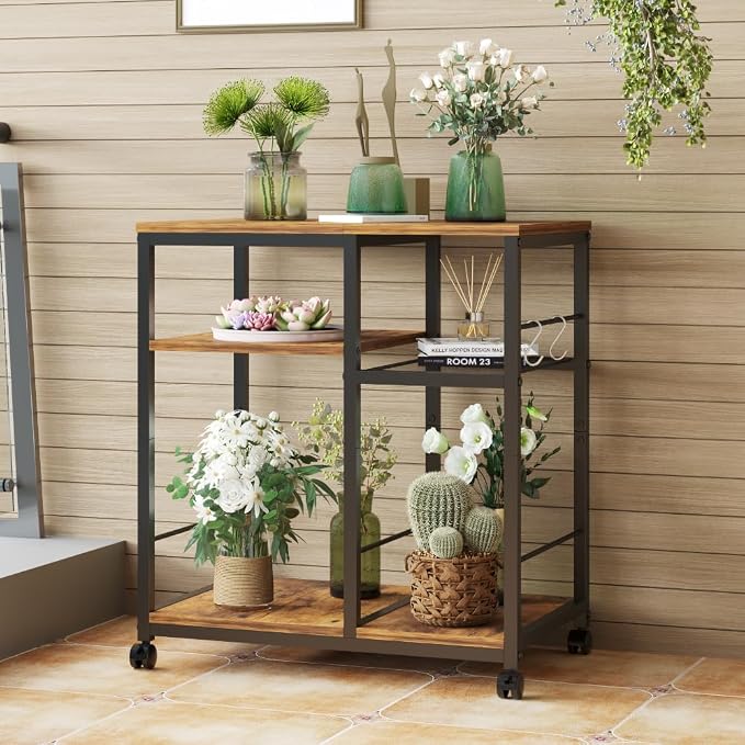 Furist Printer Stand with Storage, Mobile Printer Table for Home Office, Desktop Shredder Shelf with Wheels, Rolling Cart Computer Tower Stand