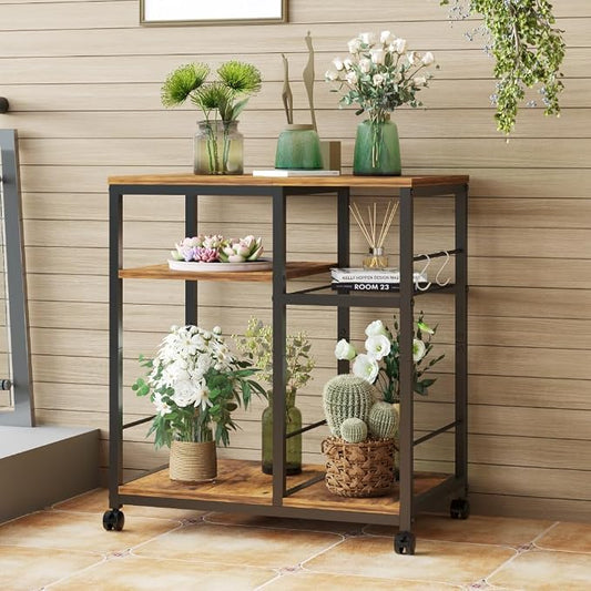 Furist Printer Stand with Storage, Mobile Printer Table for Home Office, Desktop Shredder Shelf with Wheels, Rolling Cart Computer Tower Stand