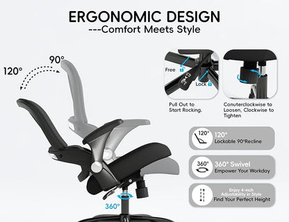 TRALT Office Chair - Ergonomic Office Chair with Back Support, Home Office Desk Chairs, 330lbs Wide Seat Big and Tall Office Chairs, Comfy Desk Chair for Work, Study, Office, Gaming (Black)