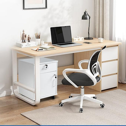 OFCASA 2 Drawer File Cabinet with Lock, Small Rolling Filing Cabinets for Home Office, Wood Under Desk File Cabinet with Wheels, Mobile Storage Organizer, Printer Stand for Letter/Legal, White