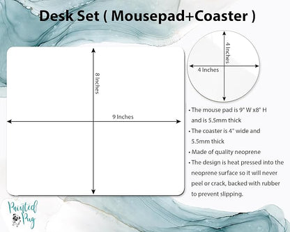 Personalized Teacher Mousepad and Coaster Desk Set Gift for Teachers Appreciation Back to School Classroom Decor Custom Handmade by The Painted Pug (Teach Them Floral)