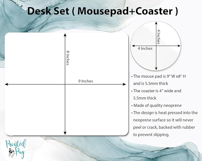 Teacher Mouse Pad and Coaster Desk Must Haves Appreciation Back to School Personalized Gift Classroom Decor Custom Handmade by The Painted Pug (Pencil)