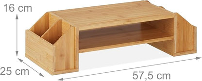 Relaxdays Bamboo Monitor Stand, Natural, 16 x 57.5 x 25 cm
