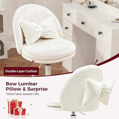 COMHOMA Vanity Chair with Velvet Fabric, Small Tall Armless Chair with Back, Cute Candy Chair for Girls Gift Living Room/Makeup Room/Bedroom/Kitchen (Height Use: Adjustable from Desk to Bar Height)