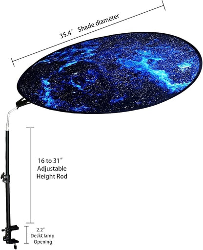 Office Cubicle Desk Shade Anti-Glare Cover Light Sensitive Professionals Cubicle Light Blocker for Workspaces Desk Canopy 36" Circular Shading Light Shade with Clamp