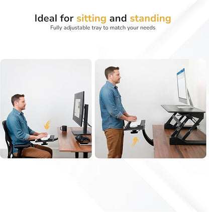 Mount-It! Under Desk Keyboard Tray, Adjustable Slide-Out Keyboard & Mouse Platform, 26.5" W × 10" D, Ergonomic Wrist Rest, Height Tilt & Swivel, Heavy-Duty Bolt-On Keyboard Drawer