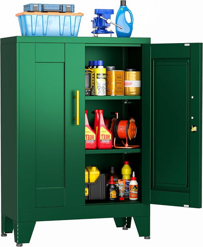 36 Inch Metal Tool Cabinet, 11.8" D x 23.6" W x 35.4" H, Lockable Steel Storage Cabinet with 2 Adjustable Shelves, Heavy-Duty Garage Storage Cabinet for Workshop, Basement, Office, White