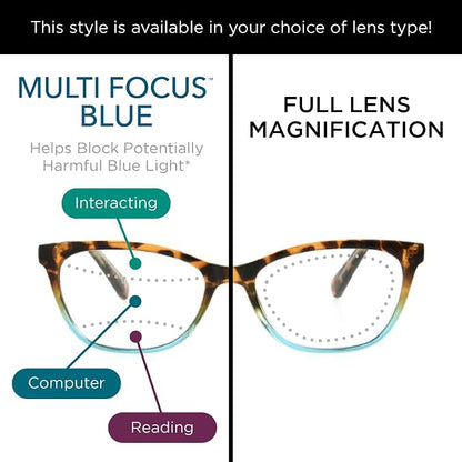 Sofia Vergara x Foster Grant women's Teresa Blue Light Multi Focus™ Reading Glasses Cat-Eye Reading Glasses