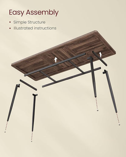 VASAGLE 70.9" Dining Table for 6-8 People, Modern Kitchen Table, Heat-Resistant Tabletop, Quick Assembly, for Dining Room, Natural Walnut and Ink Black, Island Collection UKDT108K101S