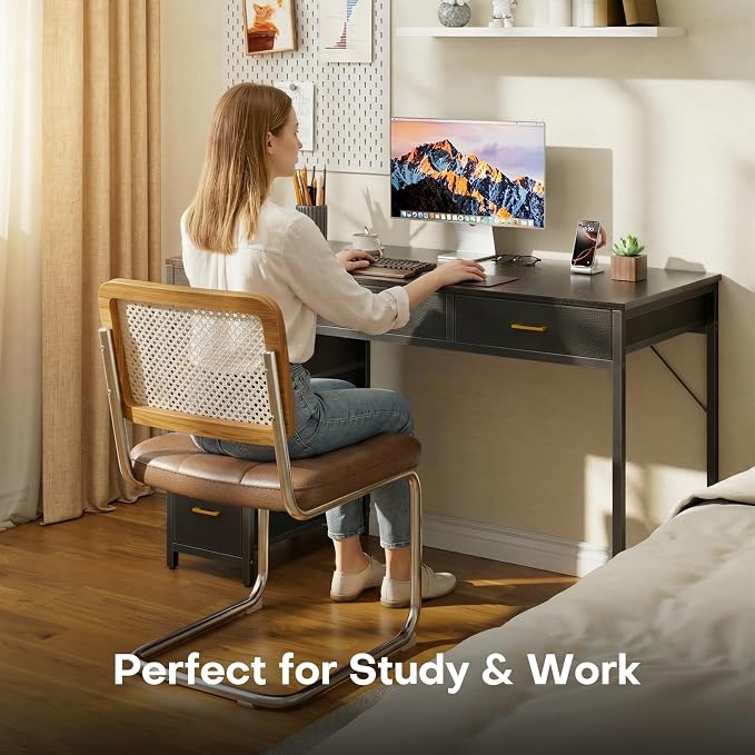 HLDIRECT 47" Computer Desk with 6 Drawers, Home Office Desk with Large Storage for Home Office,Gaming,Writing Study,Work (Black)