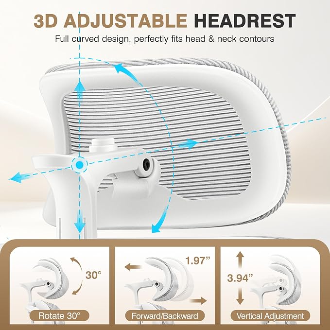 Ergonomic Office Desk Chair, Breathable Mesh Office Chair with Lumbar Support, Computer Desk Chairs Comfy for Home Office, Work, Study, LightGray, Standard
